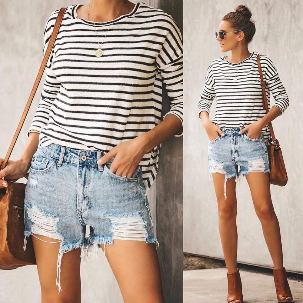 Kancan destroyed denim shorts L